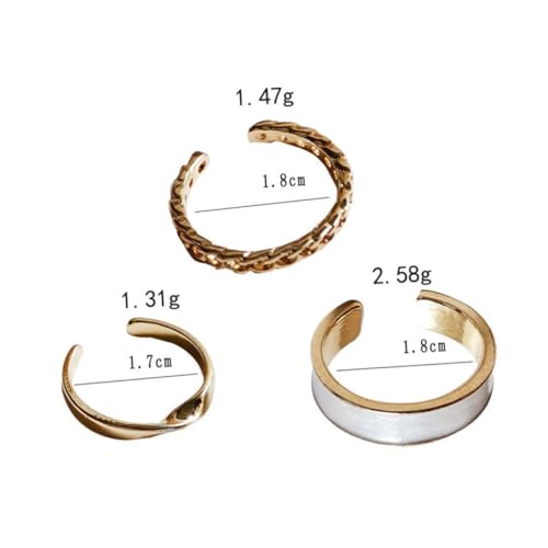 CATIEBYE 3 Stück Teiliges Damen Ring Offener Kupferlegierung Finger Schmuck Trendiger Verstellbarer Indexring Chic Kreative Geschenkidee für Frauen Alltag Party von CATIEBYE