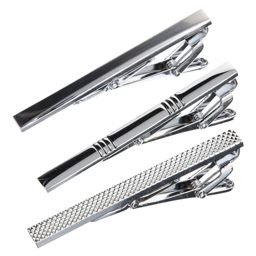 CATIEBYE 3 Stück Teiliges Herren Krawattenklammer aus Langlebiger Legierung Stilvolle Schwarze Necktie Bars für Business Hochzeit und Festliche Anlässe Modisches Accessoire für Anzug und von CATIEBYE