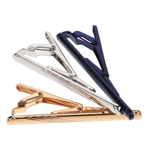 CATIEBYE 3 Stück Teiliges Herren Krawattenklammer aus Metall Langlebige Krawattenklammern in Blau Gelb Silber Eleganter Business Krawattenclip für Hemd Minimalistisches Design Einfach zu von CATIEBYE