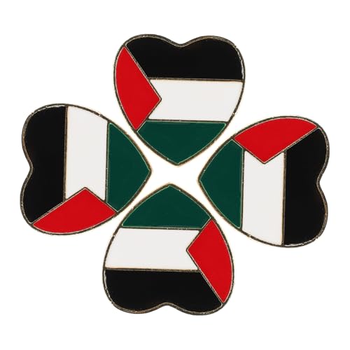 CATIEBYE 4 Stück Palästina Flaggenbroschen aus Langlebiger Modische Anstecknadeln mit Goldfarbenem Herz design Dekorative Schmuckpins für Kleidung Sport Party accessoires von CATIEBYE