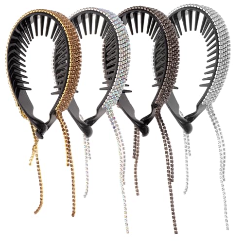 CATIEBYE 4 Stück Teiliges Ponytail Cuff mit Strass und Quaste Glitzernde Haarklammern für Dutt und Zopf Modischer Haarschmuck für Damen Geeignet für Hochzeiten Partys und Alltag CATIEBYE 4 Stück Teiliges Ponytail Cuff mit Strass und Quaste Glitzernde Haarklammern für Dutt und Zopf Modischer Haarschmuck für Damen Geeignet für Hochzeiten Partys und Alltag von CATIEBYE