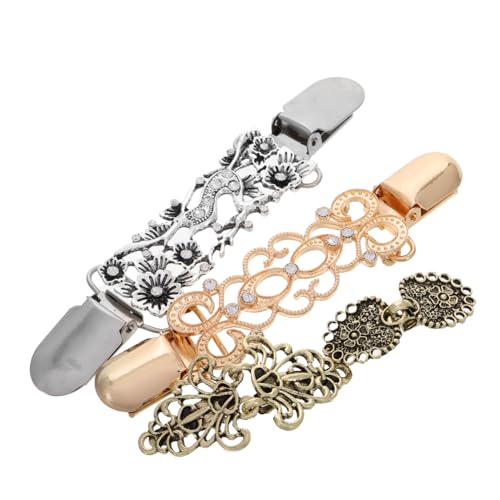 CATIEBYE 4 Stück Vintage Strickjacken Clips Damen Brosche Kleid Schalclip Retro Pullover Kragenclip Stilvoller Umhang und Cape Clip für Partys Hochwertige Verschlussklammer für Pullover von CATIEBYE