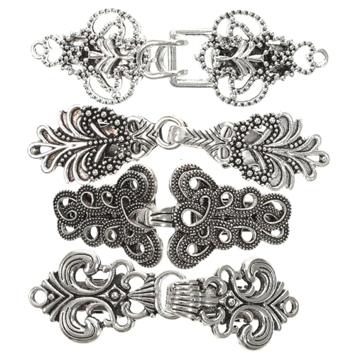 CATIEBYE 4 Stück Vintage Strickjacken Clips Teiliges Antik Silberfarbene Broschen mit Filigranem Wolkenmuster Kragen und Blusenclips für Pullover Hemden Schals und Cardigans Vielseitig von CATIEBYE