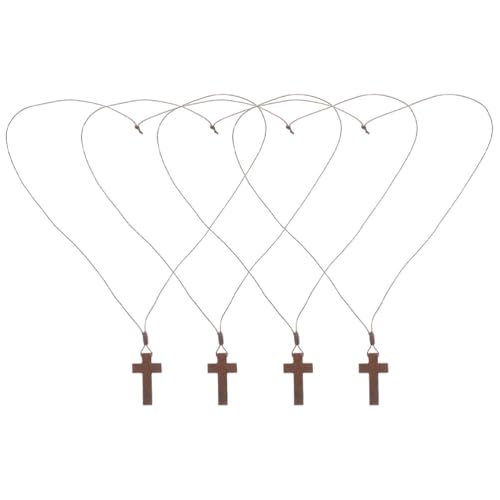 CATIEBYE 4-teilige Holzkreuz-Halskette: Anhänger mit Bibelvers und robustem Kordeldesign – für Männer und Frauen, Partygeschenk und religiösen Retro-Schmuck von CATIEBYE