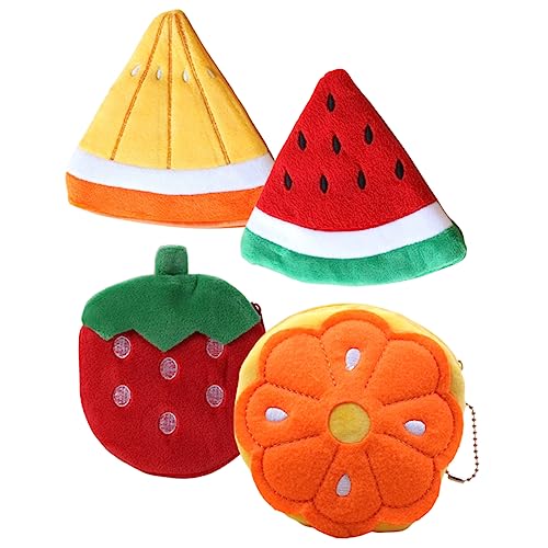 CATIEBYE 4 Stück Cartoon Münzgeldbörse in Fruchtform Plüsch Geldbeutel Für Damen Süße Kleine Geldbörse Mit Reißverschluss Für Reisen Und Aufbewahrung Von Münzen Und Karten von CATIEBYE