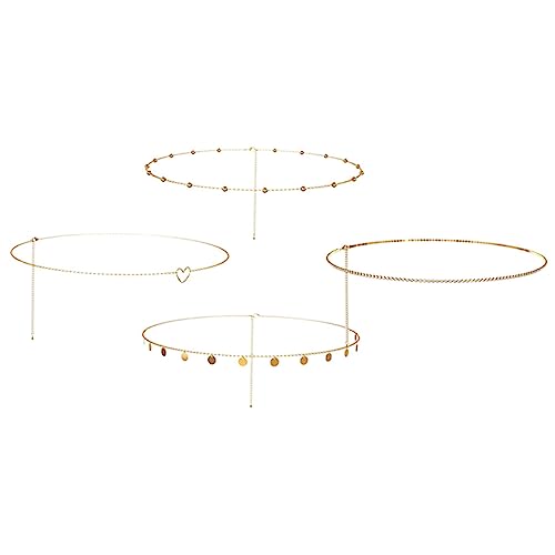 CATIEBYE 4stücke Taillenkette Für Frauen Aus Metall Mit Strass-design Leichtes Gewicht Und Angenehme Textur Als Schmuck Für Kleider Und Besondere Anlässe von CATIEBYE