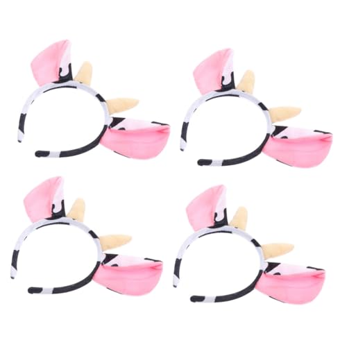 CATIEBYE Kuh Stirnband 4 Stücke für Kinder Süße Tierohren Haarreif Weichem Material für Partys Cosplay und Kreative Fotos und Langlebig von CATIEBYE