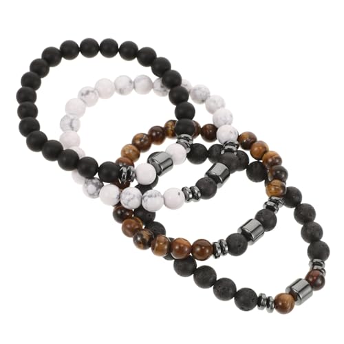 CATIEBYE 4Stücke Naturstein Perlen Armband für Frauen Männer Elegantes Wickelarmband Lavagestein für Freundschaft Elastisches Design CATIEBYE 4Stücke Naturstein Perlen Armband für Frauen Männer Elegantes Wickelarmband Lavagestein für Freundschaft Elastisches Design von CATIEBYE
