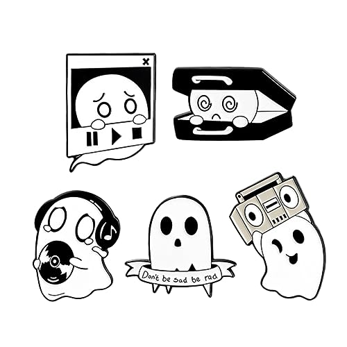 CATIEBYE 5stücke Geister Brosche Teiliges Emaille Abzeichen Für Kleidung Taschen Und Hüte Niedliches Ghost Musik-design Perfektes Accessoire Für Jeden Stil von CATIEBYE