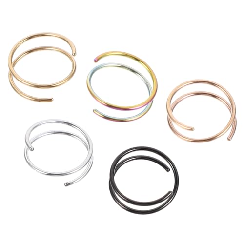 CATIEBYE 5 Stück Teiliges Spiralförmige Nasenringe aus Rostfreiem Farbige Langlebige Nasenpiercing Hoops Hautfreundlich Modischer Nasenschmuck für Damen und Herren Geschenkidee von CATIEBYE