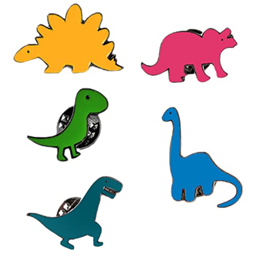 CATIEBYE 5stücke Dinosaurier-anstecker Emaille Broschen Cartoon Revers Pins Für Damen Kleidung Schal Mütze Schmuck Accessoires von CATIEBYE