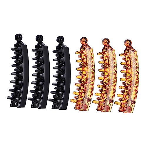 CATIEBYE 6stücke Teiliges Bananen-haarclips Für Pferdeschwanz Fischschwanz-haarspangen Praktische Haarklammern Für Mädchen Und Frauen Schwarz Und Je von CATIEBYE