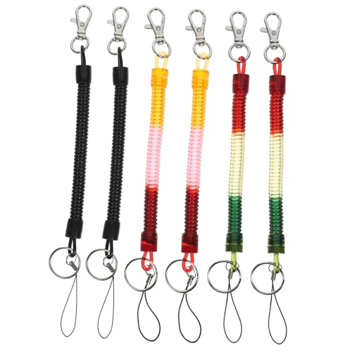 CATIEBYE 6stücke Dehnbarer Schlüsselanhänger Spule Schlüsselbund Für Draußen Mit Elastischem Seil Und Spiralkonstruktion Zum Verbinden Von Schlüsseln Telefon Und von CATIEBYE