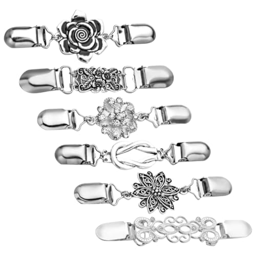 CATIEBYE 6 Stück Teiliges Broschen mit Ketten Vintage Blüten Kragenclip für Hemd Pullover Bluse Vielseitiger Schmuck für Formelle und Anlässe Langlebig und Handschonend von CATIEBYE