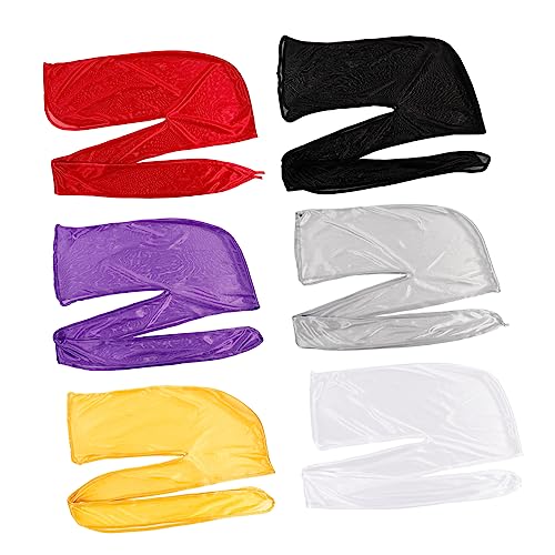 CATIEBYE 6 Stück Teiliges Long Tail Piratenhut Turban Kopfbedeckungen Elastisch Unisex Modisch Vielseitig für Damen und Herren Atmungsaktiv Langlebig als und Alltagsaccessoire von CATIEBYE