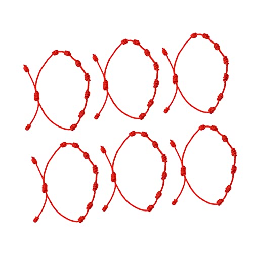 CATIEBYE 6 Stück Teiliges Rotes Verstellbares Knoten Armband aus Geflochtenem Seil Freundschaftsarmband mit Individuellem Design Glücksbringer für Damen und Herren und Langlebig von CATIEBYE