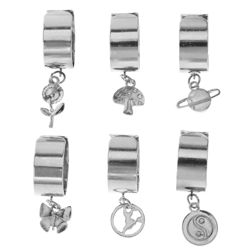 CATIEBYE 6 Stück Teiliges Verstellbares Ring mit und Mondanhänger Schmuckringe für Damen Eleganter Offener Fingerschmuck Dekorative Statement Ringe für Alltag und Party von CATIEBYE