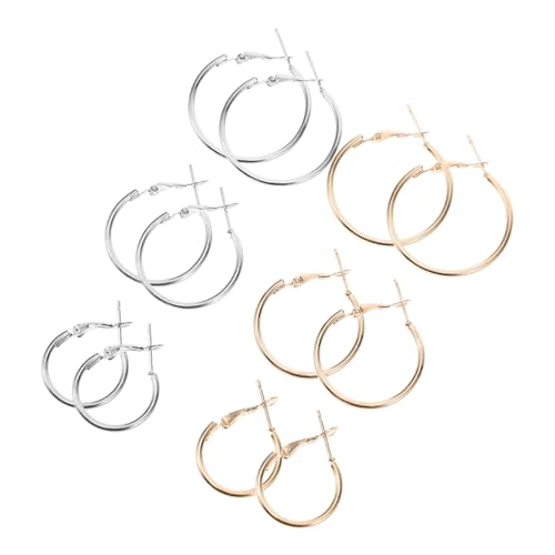 CATIEBYE 6Stücke Damen Creolen Ohrringe C Förmige Metallohrringe Geometrische Ohrringe von CATIEBYE