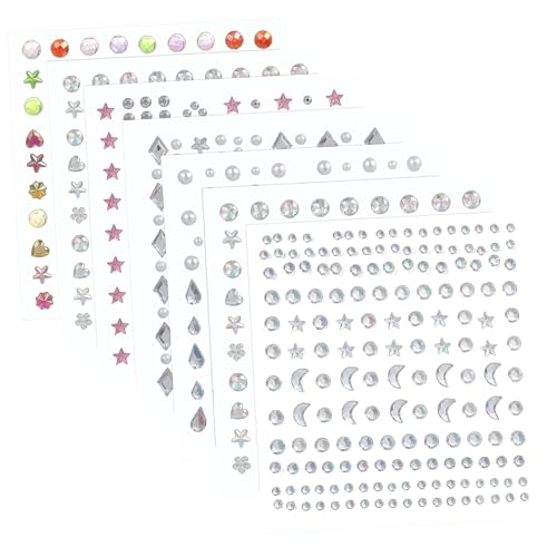 CATIEBYE 7 Blätter Teiliges Selbstklebende Glitzer Strasssteine Gesicht Aufkleber mit Funkelnden Rhinestones Vielseitig für Make Up Party Festival und Karneval Einfach Anzubringen und von CATIEBYE