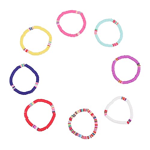 CATIEBYE 8 Stück Teiliges Bunte Polymer Clay Armbänder Damen Dehnbar Leicht Sommer Strand Schmuck Modisches Accessoire von CATIEBYE