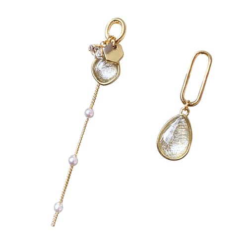 CATIEBYE Asymmetrische Lange Quasten Ohrringe mit Perlen und Modischer Schmuck für Frauen und Mädchen Dekorative Eardrop Ohrhänger Langlebig und Angenehm zu Tragen von CATIEBYE