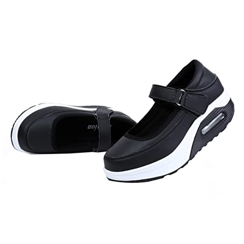 CATIEBYE Atmungsaktive Damen Sportschuhe mit Luftpolster rutschfeste Strapazierfähige Sohle Bequeme Freizeit Sneaker für Frühling und Herbst Schwarz von CATIEBYE