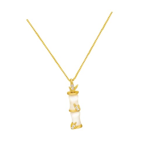 CATIEBYE Halskette Mit Bambusgelenk Metall Halskette Für Damen Leichte Und Langlebige Kette Für Partys Reisen Und Alltag von CATIEBYE