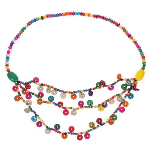 CATIEBYE Bohemian Style Halskette für Damen Mehrschichtige Kokosnuss Perlenkette mit Bunten Holzperlenanhängern für Party Strand und Alltag Zufällige Farbe Zufällige Farbe von CATIEBYE