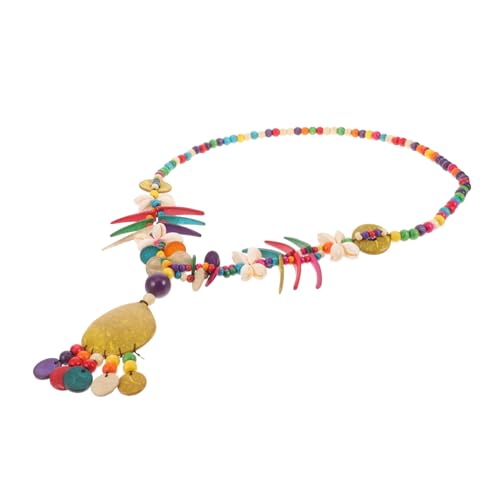 CATIEBYE Boho Lange Damen Halskette Bunte Kokosnussperlen Chunky Schmuck Baumwolle Material Allergikerfreundlich Gelb Strand Urlaub Accessoire von CATIEBYE