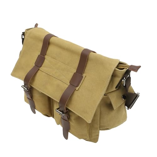 CATIEBYE Canvas Aktentasche Schultertasche Retro Design Business Dokumententasche Umhängetasche für Herren Damen Khaki Vintage Umhängetasche mit Großem Hauptfach und Fronttasche für Laptop CATIEBYE Canvas Aktentasche Schultertasche Retro Design Business Dokumententasche Umhängetasche für Herren Damen Khaki Vintage Umhängetasche mit Großem Hauptfach und Fronttasche für Laptop von CATIEBYE