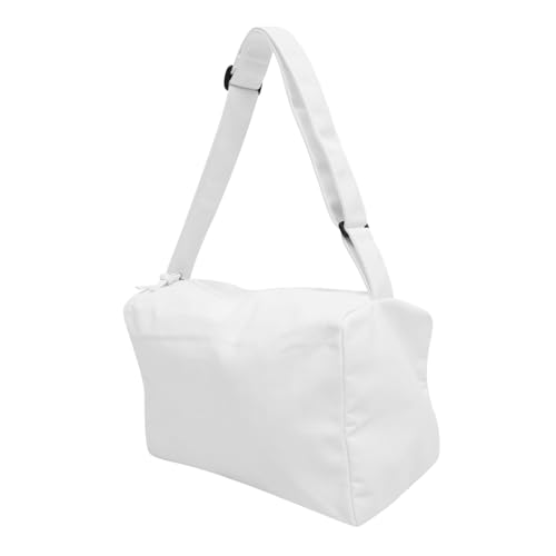 CATIEBYE Canvas Schultertasche Große Kapazität mit Verstellbarem Gurt Strapazierfähige Umhängetasche für Damen Vielseitige Crossbody Tasche für Schule und Alltag Weiße Canvas Tote Bag von CATIEBYE