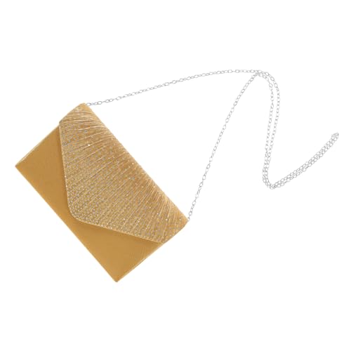 CATIEBYE Clutch Tasche Damen Umschlag mit Strassbesatz Polyester Abendtasche für Hochzeit Party Prom Brauttasche Gold von CATIEBYE