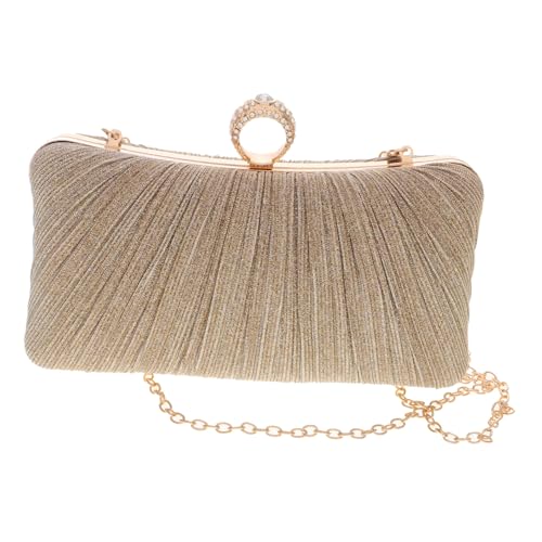 CATIEBYE Damen Abendtasche mit Falten Design Kleine Clutch für Hochzeit Party und Formelle Anlässe Vielseitige Umhängetasche in Gold Handtasche Passend zu Abendkleidern von CATIEBYE