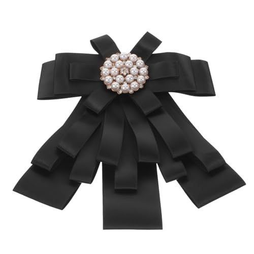 CATIEBYE Damen Broschen Schleife Anstecknadel Abnehmbare Schwarze Bowknot Brosche für Service Uniform Eleganter Kostüm Accessoire für Professionelle Bedienung und Arbeitskleidung von CATIEBYE