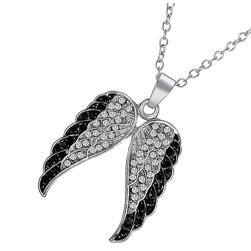 CATIEBYE Damen Halskette mit Funkelndem Flügelanhänger Silberfarbene Clavicle Chain Zarte Schmuckkette als zu Muttertag und Alltag Modischer Schmuck für Frauen von CATIEBYE