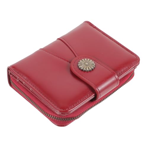 CATIEBYE Damen Kleine Geldbörse aus Ölgewachstem Kompaktes Portemonnaie mit Münzfach und Kartenfächern Leichtes Reiseetui in Weinrot Praktisch und Langlebig für Alltag und Outdoor von CATIEBYE