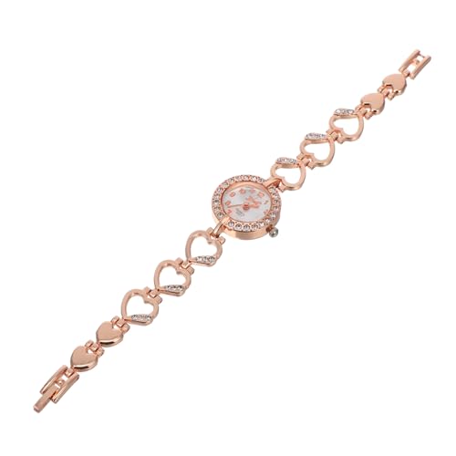 CATIEBYE Damen Quarzuhr mit Digitalem Display Rosa Goldfarbene Armbanduhr mit Funkelnden Strasssteinen Modische Herzform Präzises Elegantes Schmuckstück für Alltag und von CATIEBYE