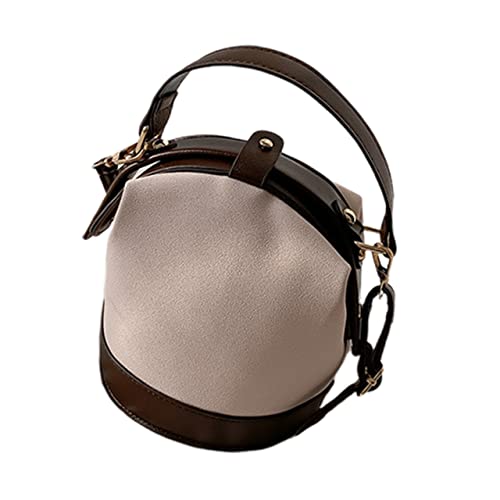 CATIEBYE Damen Schultertasche Beige PU Material Frosted Struktur Große Kapazität Bucket Crossbody Bag Leicht Elegant Alltag Shopping Reisen Freizeit von CATIEBYE