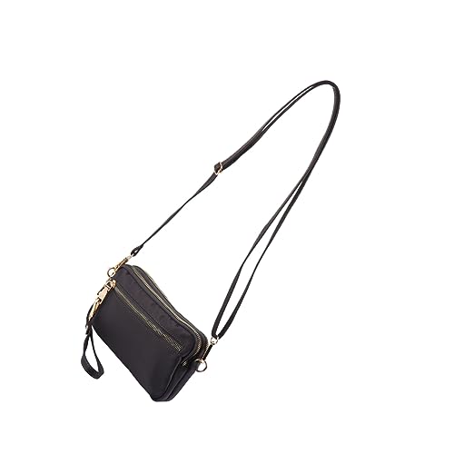 CATIEBYE Damen Schultertasche Nylon Leichte Handtasche Kompakte Umhängetasche für Alltag und Reisen Modisch Robust und Vielseitig Passend für Handy Geldbörse und Kosmetik Dunkelgrau von CATIEBYE