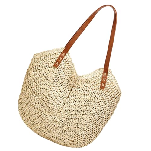 CATIEBYE Damen Strohtasche Handgewebt Leichte Schultertasche Sommerliche Strandtasche Modische Strohtasche für Frauen Vielseitige Tote Bag für Alltag Reise Urlaub von CATIEBYE