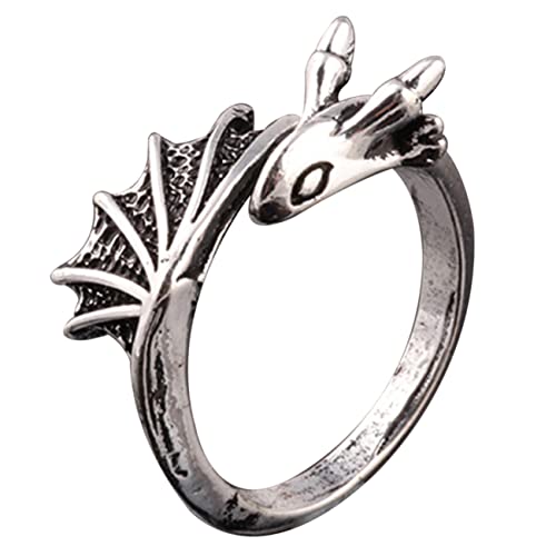CATIEBYE Dragon Ring Herren Retro Offener Fingerring Punk Goth Schmuck Verstellbar Robust Alltag Halloween Party von CATIEBYE