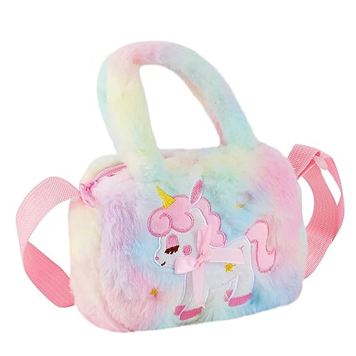 CATIEBYE Plüsch Handtasche Cartoon Einhorn Tasche Reise Kosmetiktasche Umhängetasche Für Mädchen Junge Mädchen Teenager von CATIEBYE