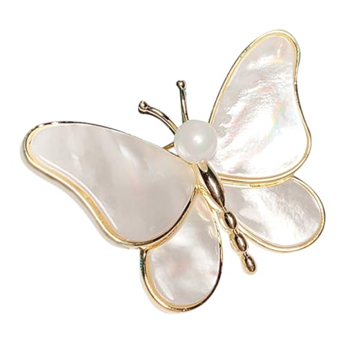 CATIEBYE Elegante Schmetterling Brosche aus Muschel mit Perlenakzent Modische Schmuckbrosche für Kleidung Rucksack und Hut Leicht Tragbar Zeitloses Design Accessoire für Damen und Mädchen von CATIEBYE