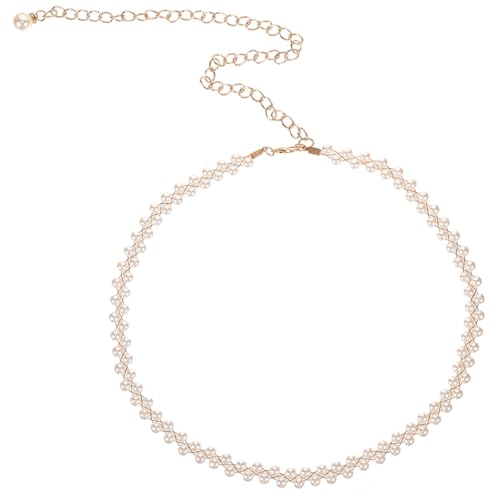 CATIEBYE Eleganter Doppelte Perlen Taillenkette Goldfarben Handgefertigt Dekorativer Perlengürtel für Damen Brautgürtel für Hochzeitskleider und Festliche Abendkleider Körperkette für von CATIEBYE