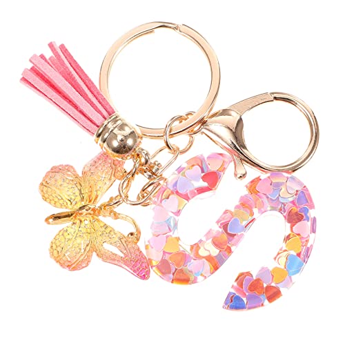 CATIEBYE Schlüsselanhänger Mit Buchstaben Und Schmetterlings- Für Handtaschen Herz-Sequins Keychain Für Damen Taschen Und Schlüsselanhänger Süße Dekoration Für Jedes Event von CATIEBYE