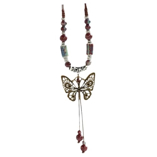 CATIEBYE Ethnische Damen Halskette mit Keramikperlen Retro Pulloverkette Vintage Stil Charm Modeschmuck für Frauen Alltag und von CATIEBYE