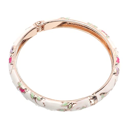 CATIEBYE Ethnischer Stil Armreif Damen Verstellbares Legierungsarmband mit Filigranem Blumenmotiv Langlebiger Modischer Schmuck für Alltag und Offener Bangle Weiß von CATIEBYE