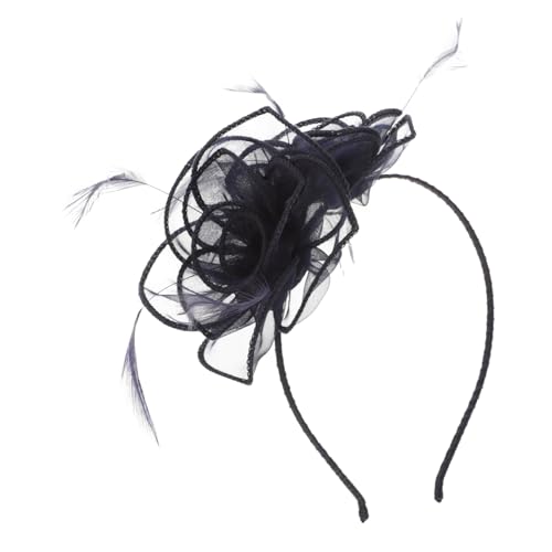 CATIEBYE Blauer Fascinator-stirnband Mit Doppelter Blume Und Netz Für Damen Elegantes Kopfschmuck-accessoire Für Hochzeiten Und Teepartys von CATIEBYE
