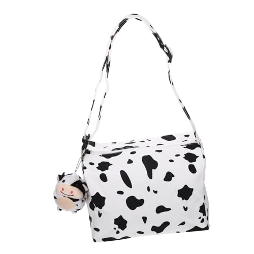 CATIEBYE Fashionable Damen Bucket Bag Umhängetasche mit Kuh Anhänger Modische Schultertasche Einzigartiges Eimer Design Vielseitig für Alltag Shopping und Reisen Geeignet von CATIEBYE