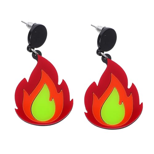 CATIEBYE Flammen Ohrringe Damen Cartoon Design Leicht und Modisch Dangle Ohrschmuck für Teenager Party Alltag von CATIEBYE